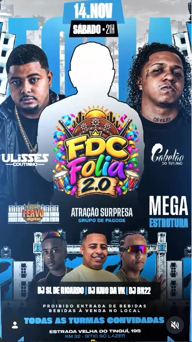 Flyer do evento FDC Folia 2.0