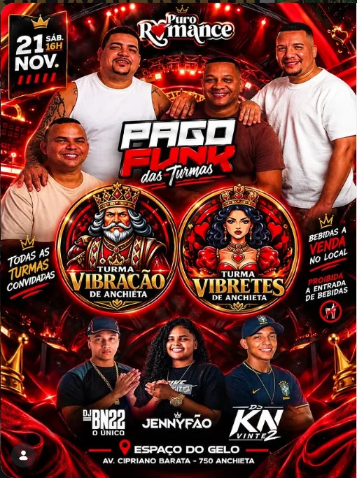 Flyer do evento Pagofunk das Turmas — Vibração e Vibretes