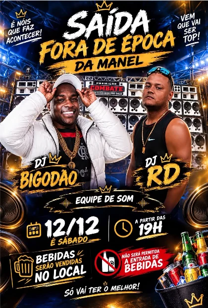 Flyer do evento Saída Fora de Época da Manel