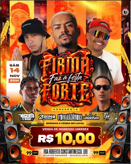 Flyer do evento Firma Forte Faz a Festa